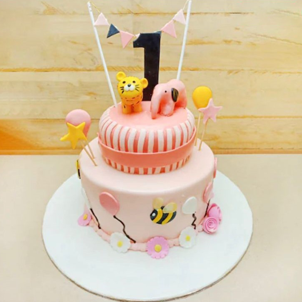 Cute Pink First Birthday Cake 2kg chocolate