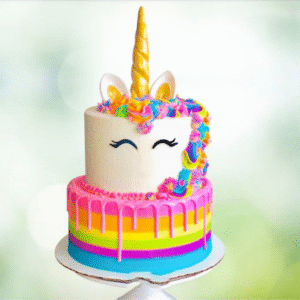 Whimsical Bunny Colourful Unicorn Cake 1.5kg chocolate