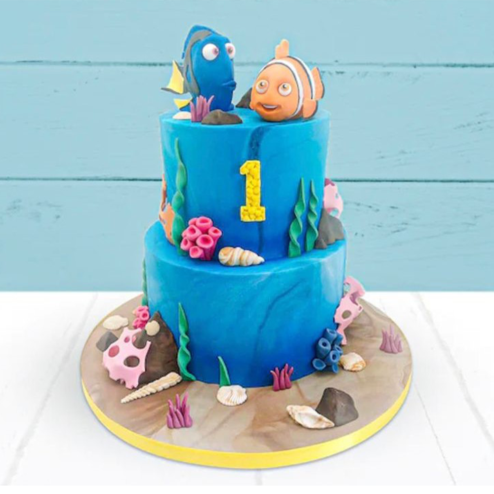 Two-tired, fondant-covered Birthday Cake 2kg blackforest