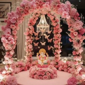 The Floral Ganpati Decoration with Pink Flower